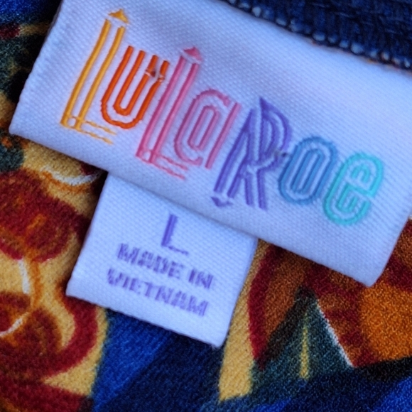Lula Roe Skirt Casual Bright Print SzL Polyester Short Pullon Wide Band Waist - Picture 2 of 9